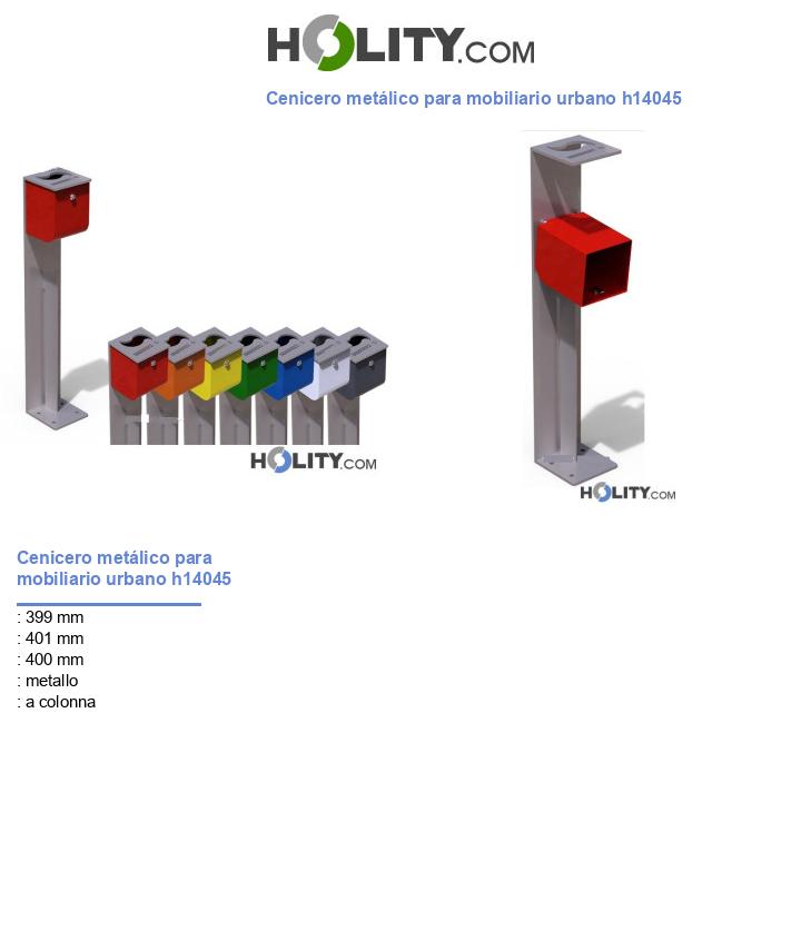 Cenicero metálico para mobiliario urbano h14045