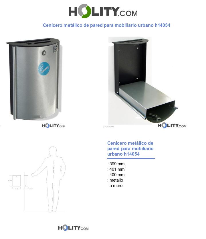 Cenicero metálico de pared para mobiliario urbano h14054