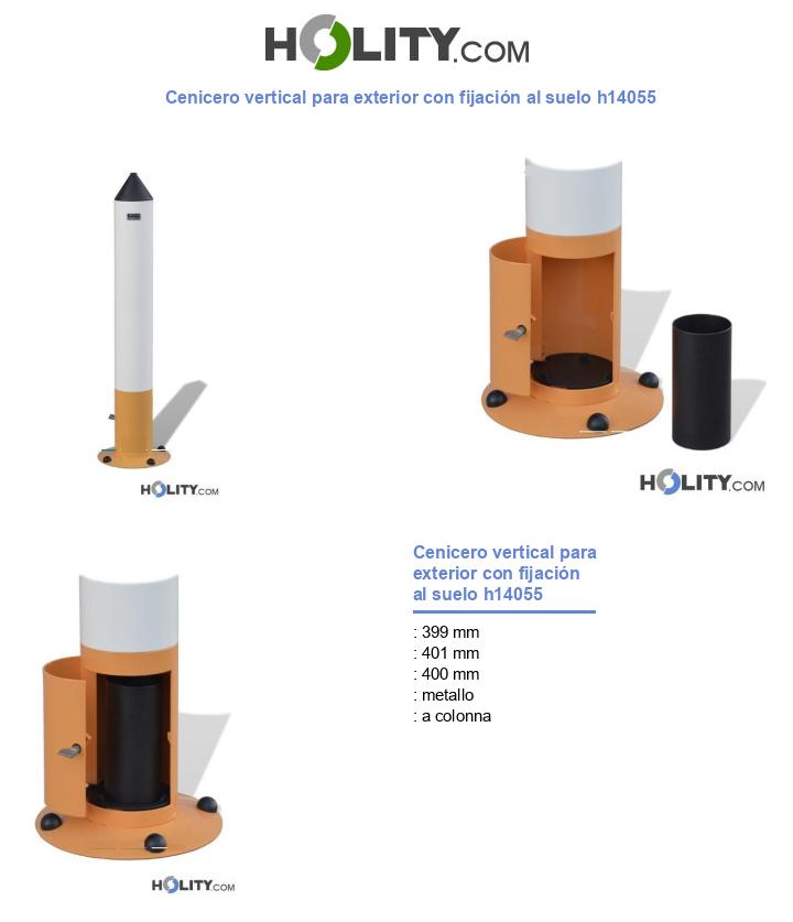 Cenicero vertical para exterior con fijación al suelo h14055