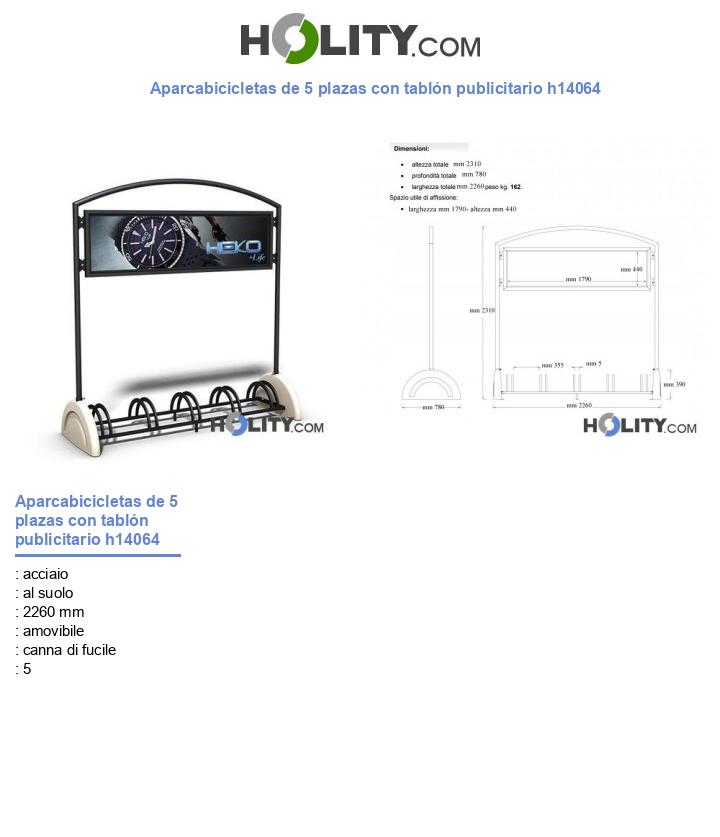 Aparcabicicletas de 5 plazas con tablón publicitario h14064