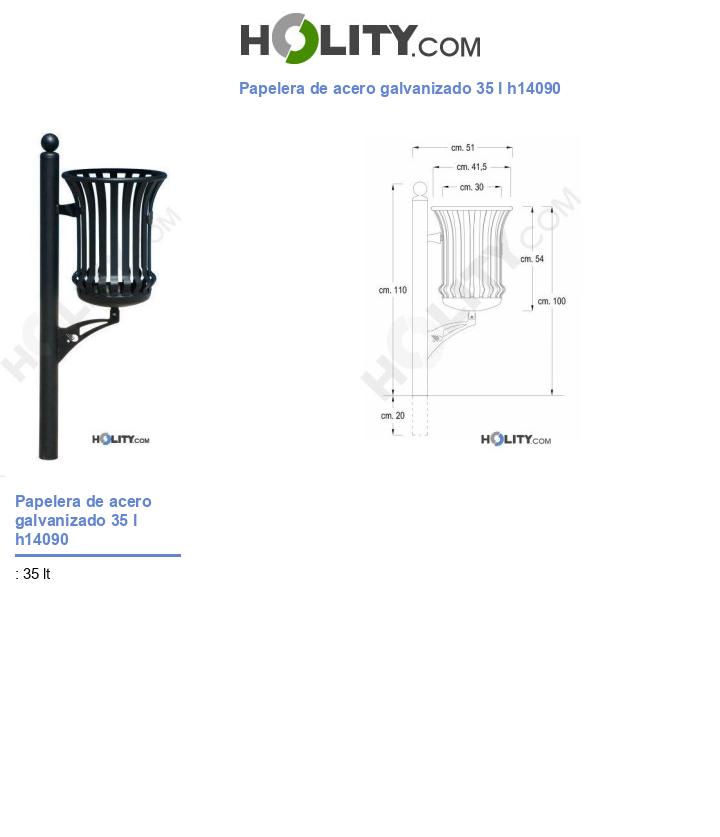 Papelera de acero galvanizado 35 l h14090