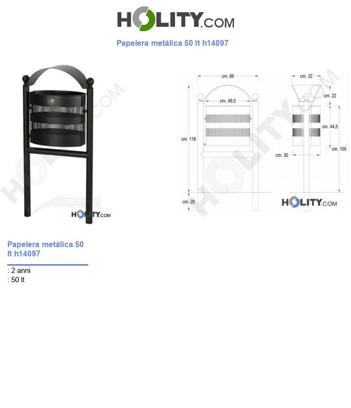 Papelera metálica 50 lt h14097