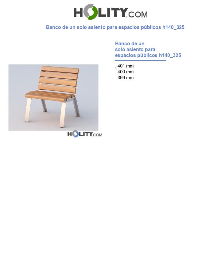 Banco de un solo asiento para espacios públicos h140_325