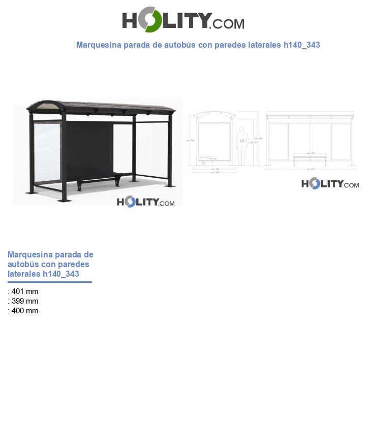 Marquesina parada de autobús con paredes laterales h140_343