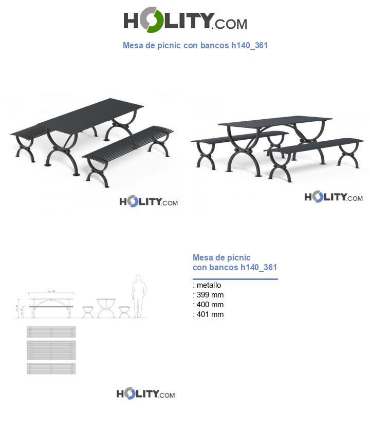 Mesa de picnic con bancos h140_361