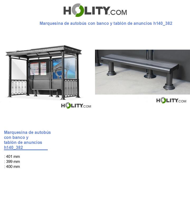 Marquesina de autobús con banco y tablón de anuncios h140_382