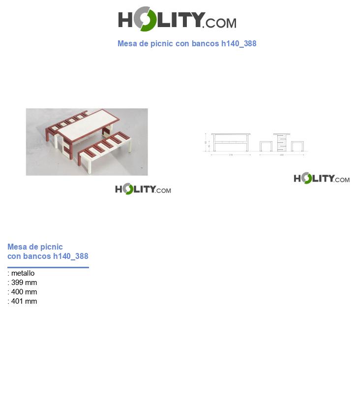 Mesa de picnic con bancos h140_388