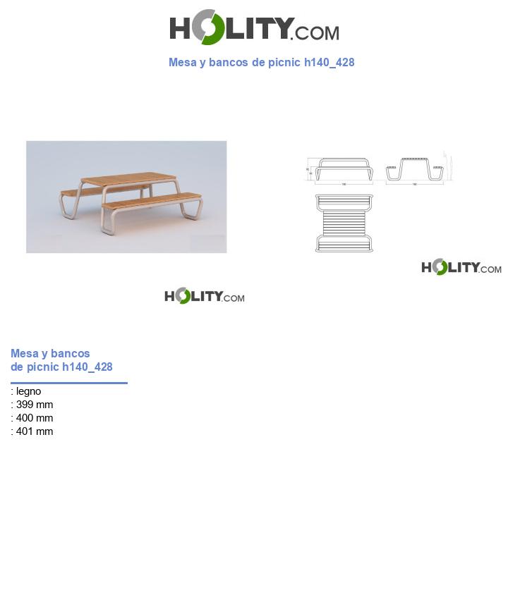 Mesa y bancos de picnic h140_428