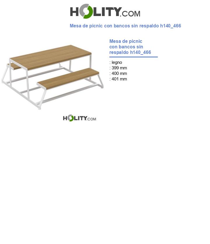 Mesa de picnic con bancos sin respaldo h140_466