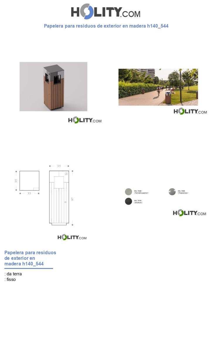 Papelera para residuos de exterior en madera h140_544