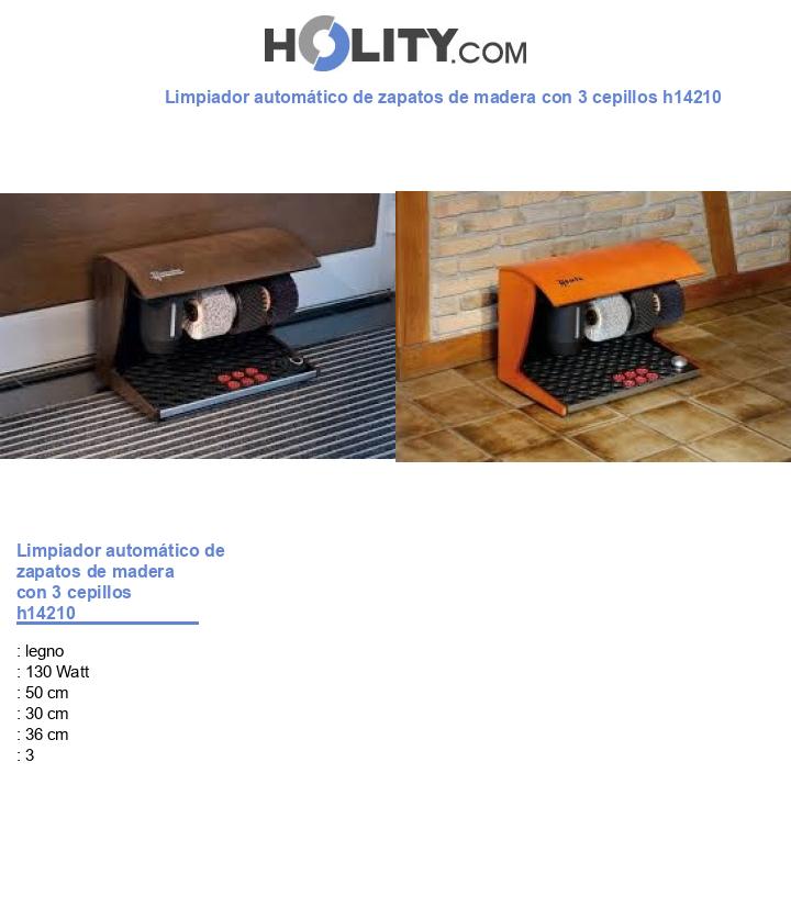 Limpiador automático de zapatos de madera con 3 cepillos h14210