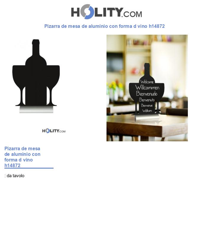 Pizarra de mesa de aluminio con forma d vino h14872