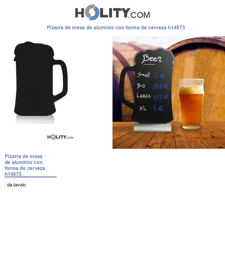 Pizarra de mesa de aluminio con forma de cerveza h14873