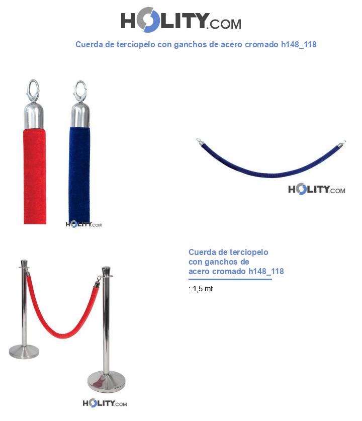 Cuerda de terciopelo con ganchos de acero cromado h148_118
