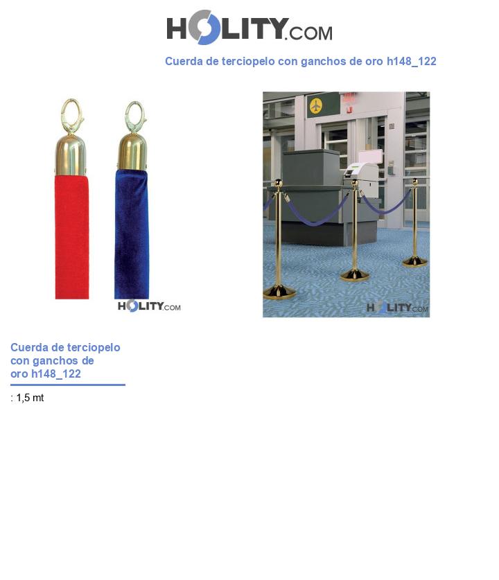 Cuerda de terciopelo con ganchos de oro h148_122
