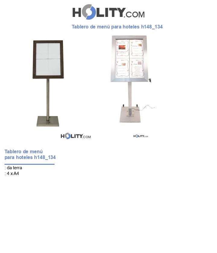 Tablero de menú para hoteles h148_134