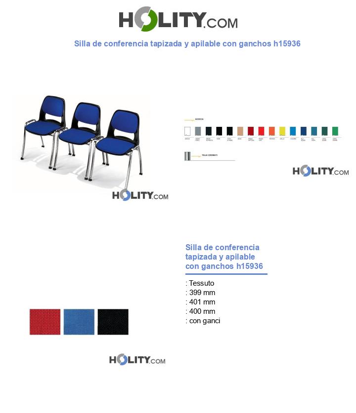 Silla de conferencia tapizada y apilable con ganchos h15936