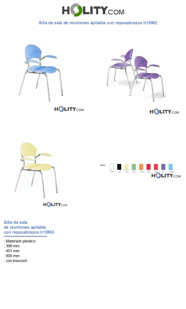 Silla de sala de reuniones apilable con reposabrazos h15962