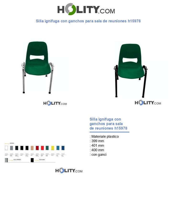 Silla ignífuga con ganchos para sala de reuniones h15978