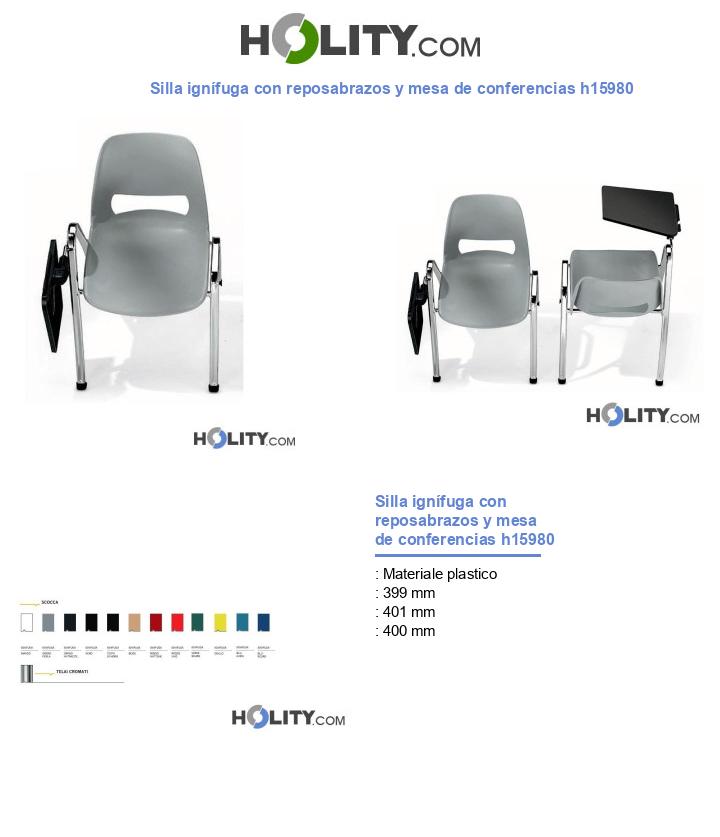 Silla ignífuga con reposabrazos y mesa de conferencias h15980