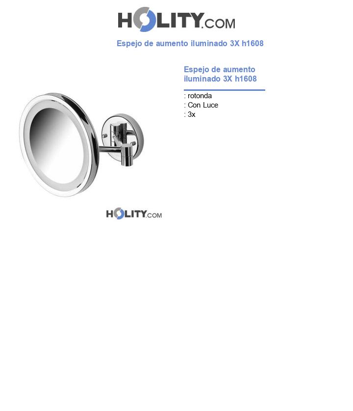 Espejo de aumento iluminado 3X h1608
