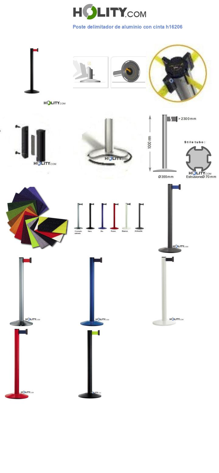 Poste delimitador de aluminio con cinta h16206