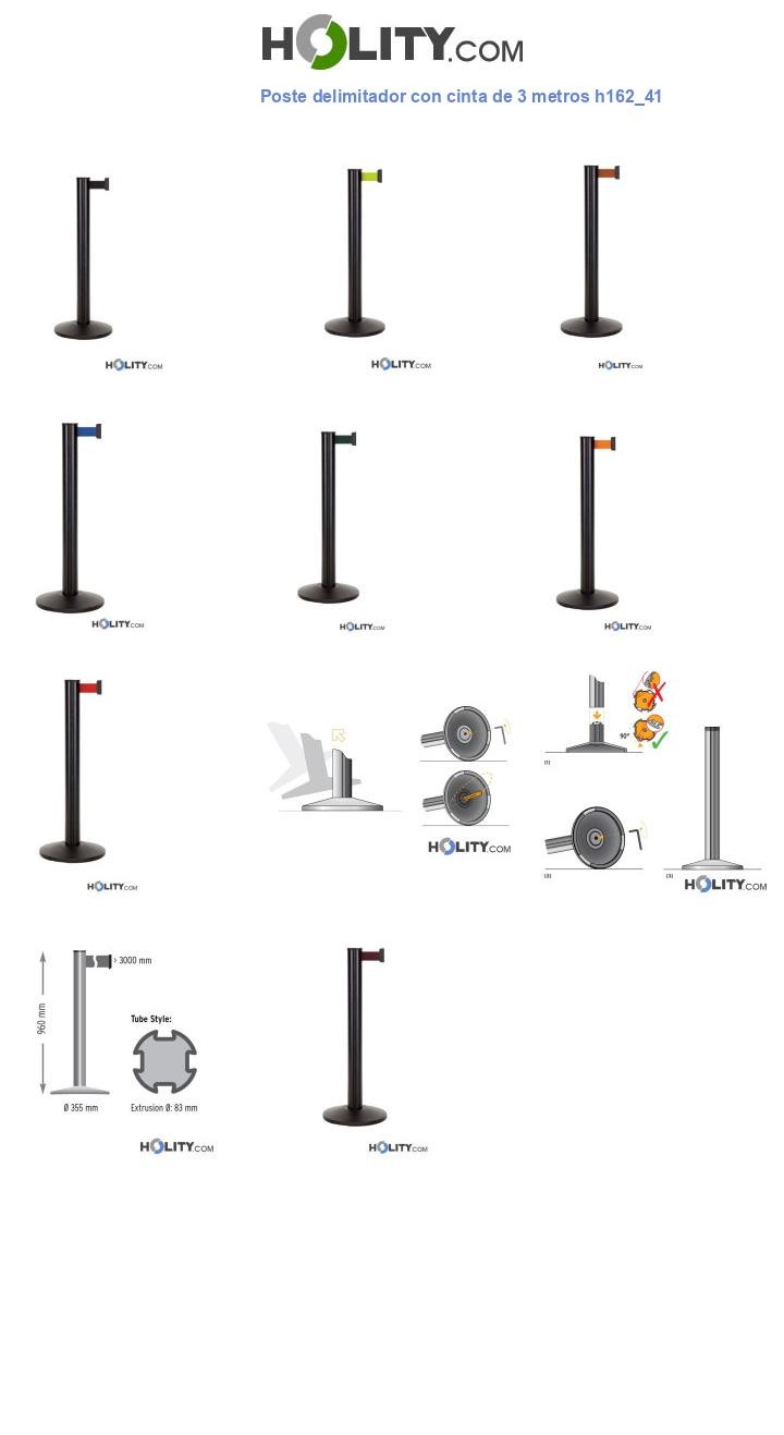 Poste delimitador con cinta de 3 metros h162_41