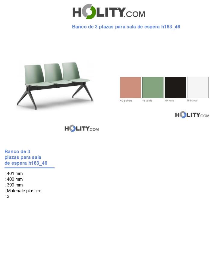 Banco de 3 plazas para sala de espera h163_46