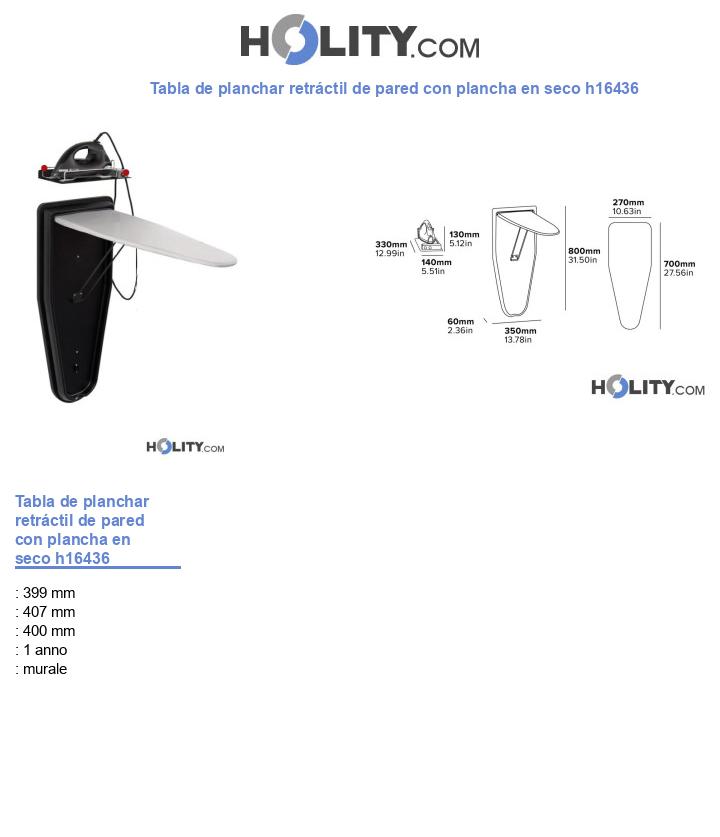 Tabla de planchar retráctil de pared con plancha en seco h16436