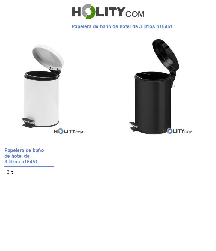 Papelera de baño de hotel de 3 litros h16451