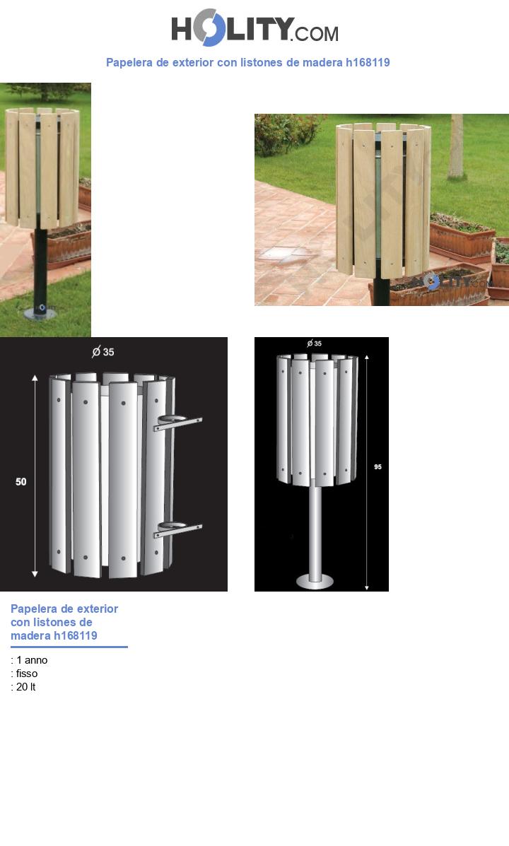 Papelera de exterior con listones de madera h168119