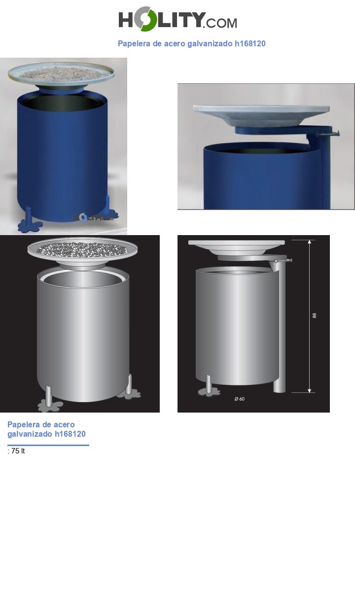 Papelera de acero galvanizado h168120