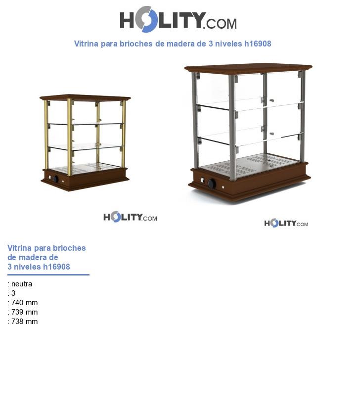 Vitrina para brioches de madera de 3 niveles h16908