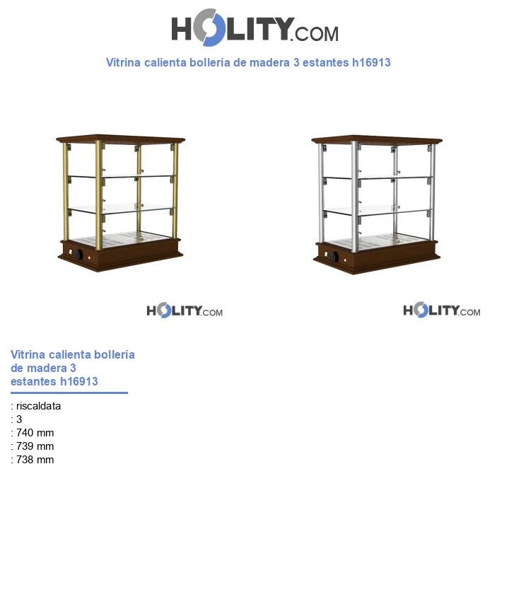 Vitrina calienta bollería de madera 3 estantes h16913