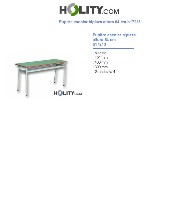Pupitre escolar biplaza altura 64 cm h17213