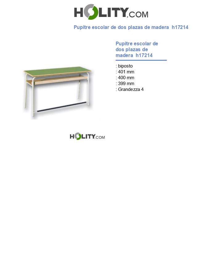 Pupitre escolar de dos plazas de madera  h17214