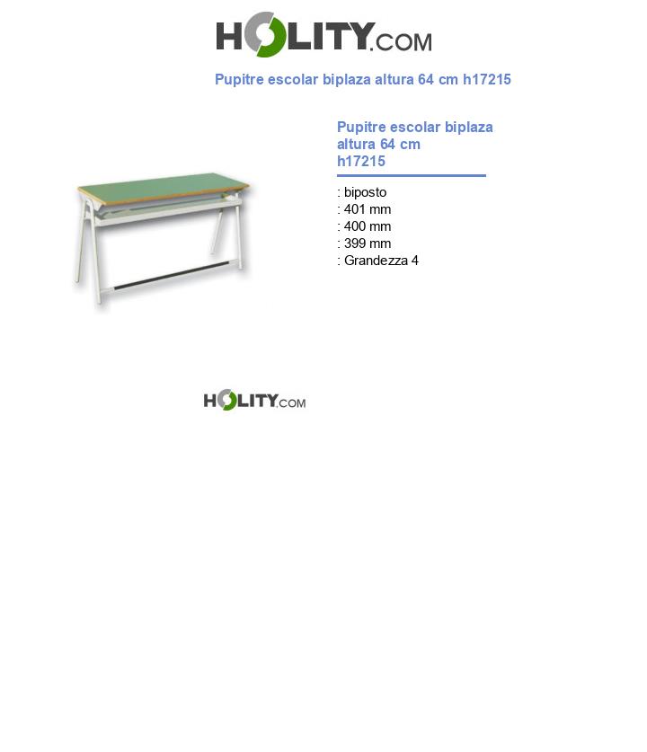 Pupitre escolar biplaza altura 64 cm h17215