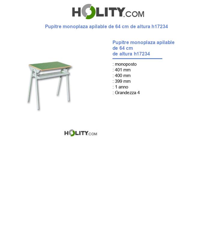 Pupitre monoplaza apilable de 64 cm de altura h17234