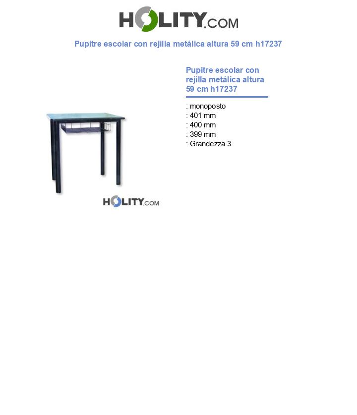 Pupitre escolar con rejilla metálica altura 59 cm h17237