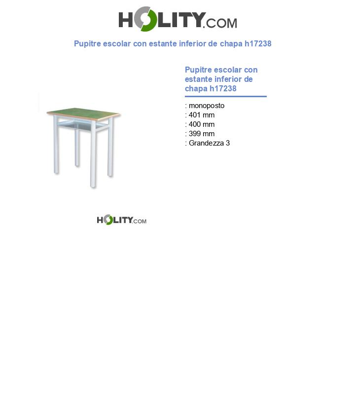 Pupitre escolar con estante inferior de chapa h17238