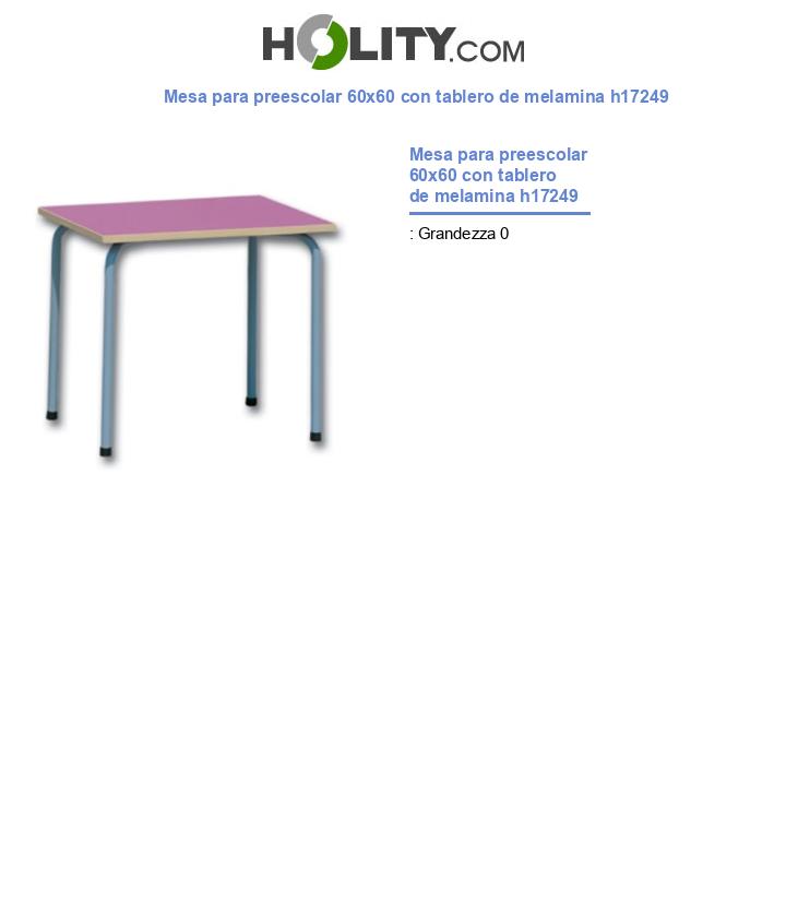 Mesa para preescolar 60x60 con tablero de melamina h17249