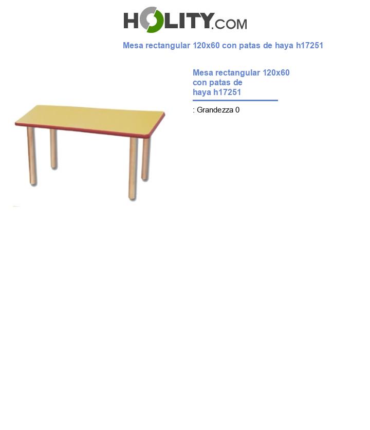 Mesa rectangular 120x60 con patas de haya h17251