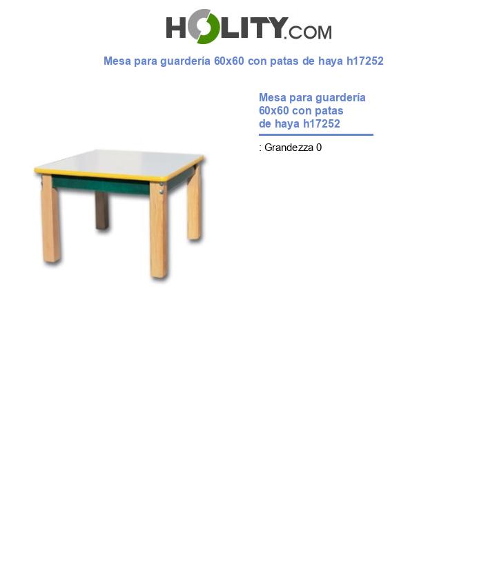 Mesa para guardería 60x60 con patas de haya h17252