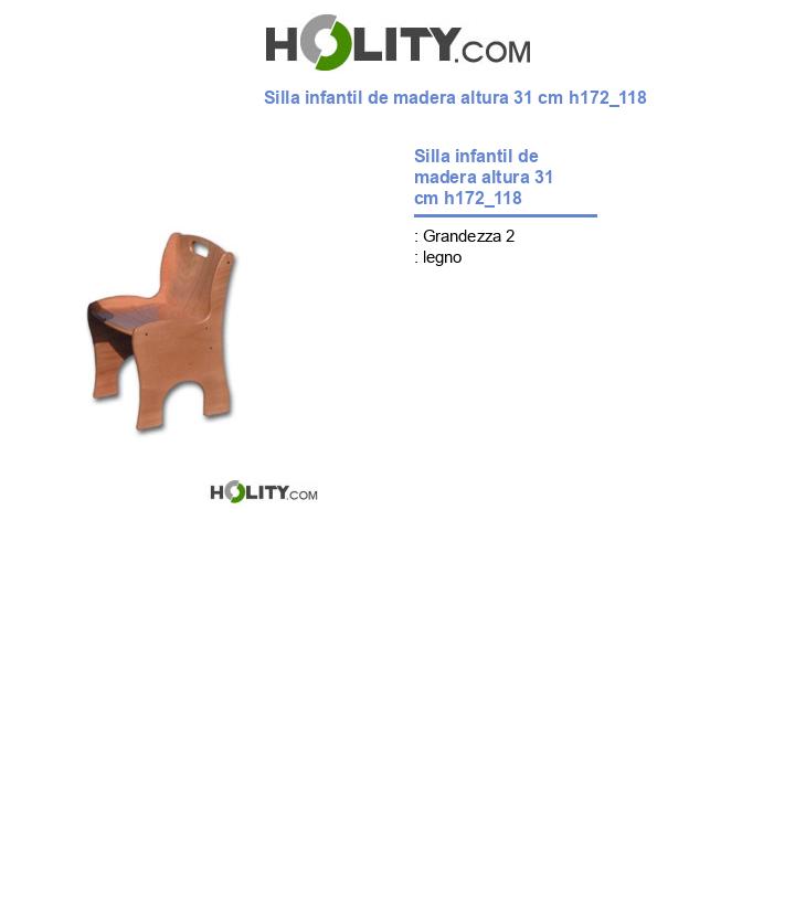 Silla infantil de madera altura 31 cm h172_118