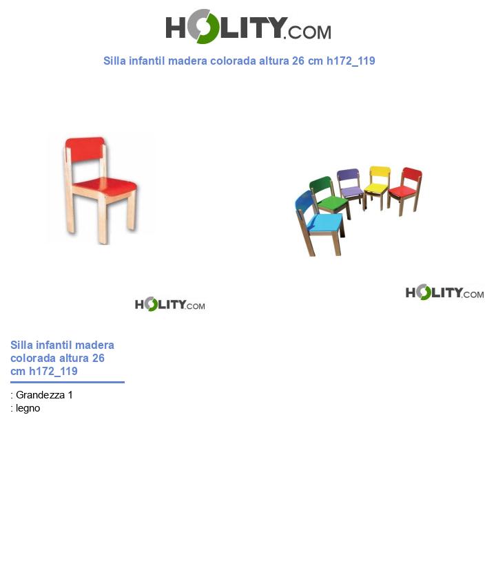 Silla infantil madera colorada altura 26 cm h172_119