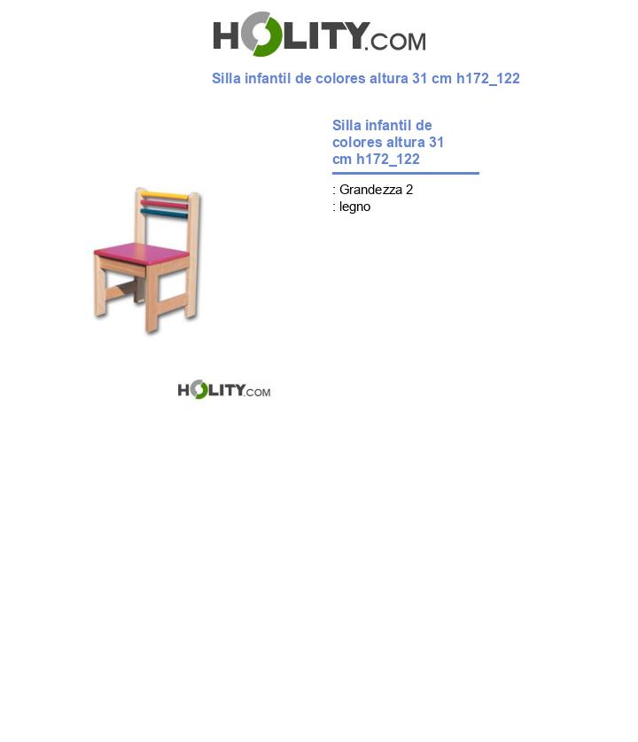 Silla infantil de colores altura 31 cm h172_122