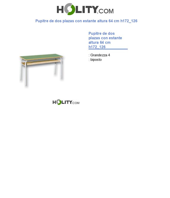 Pupitre de dos plazas con estante altura 64 cm h172_126
