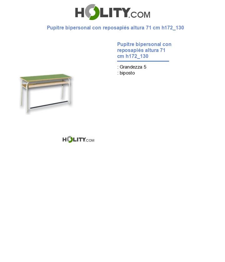 Pupitre bipersonal con reposapiés altura 71 cm h172_130