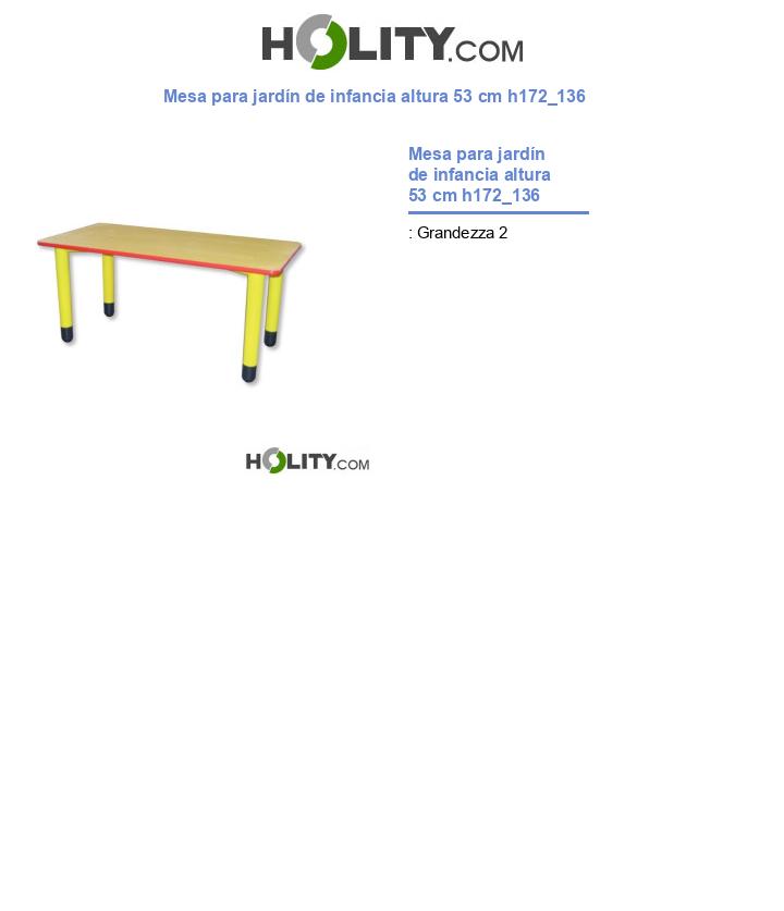 Mesa para jardín de infancia altura 53 cm h172_136