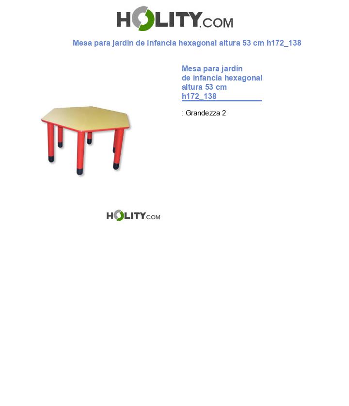 Mesa para jardín de infancia hexagonal altura 53 cm h172_138